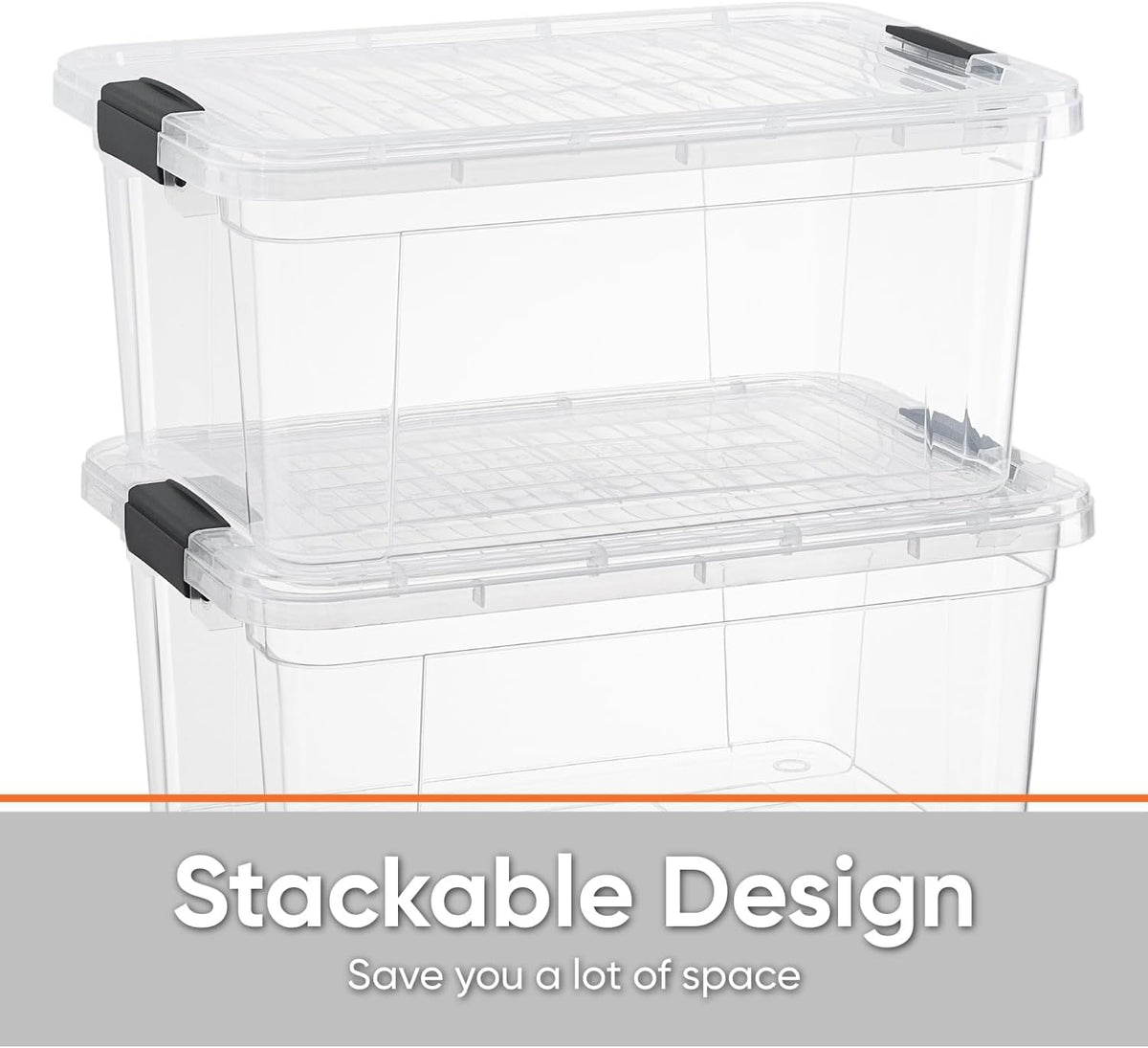 6.6 Quart Clear Plastic Storage Boxes with Lids (8 Count)