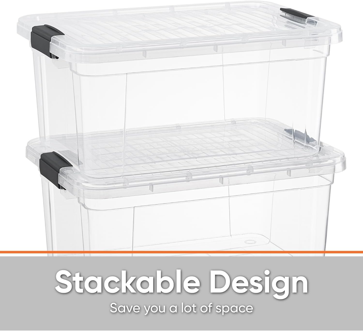 6.6 Quart Clear Plastic Storage Boxes with Lids (6 Count)