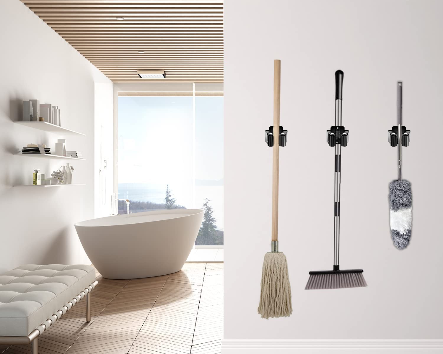 15 Pack Broom Holder Wall Mount (10 Count)