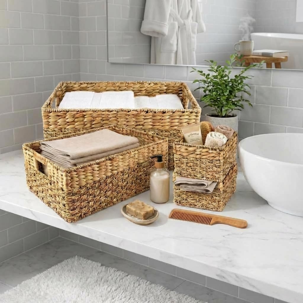 Wicker Storage Basket for Shelves (4 Count)
