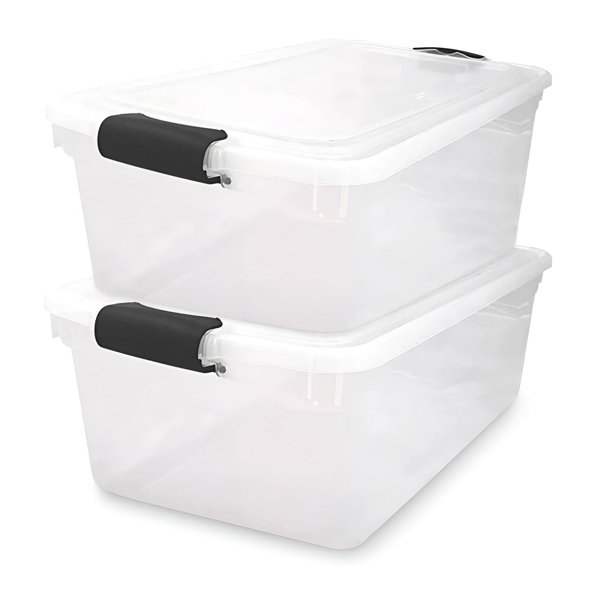 Clear Plastic Storage Bin with Secure Latch (2 Count)