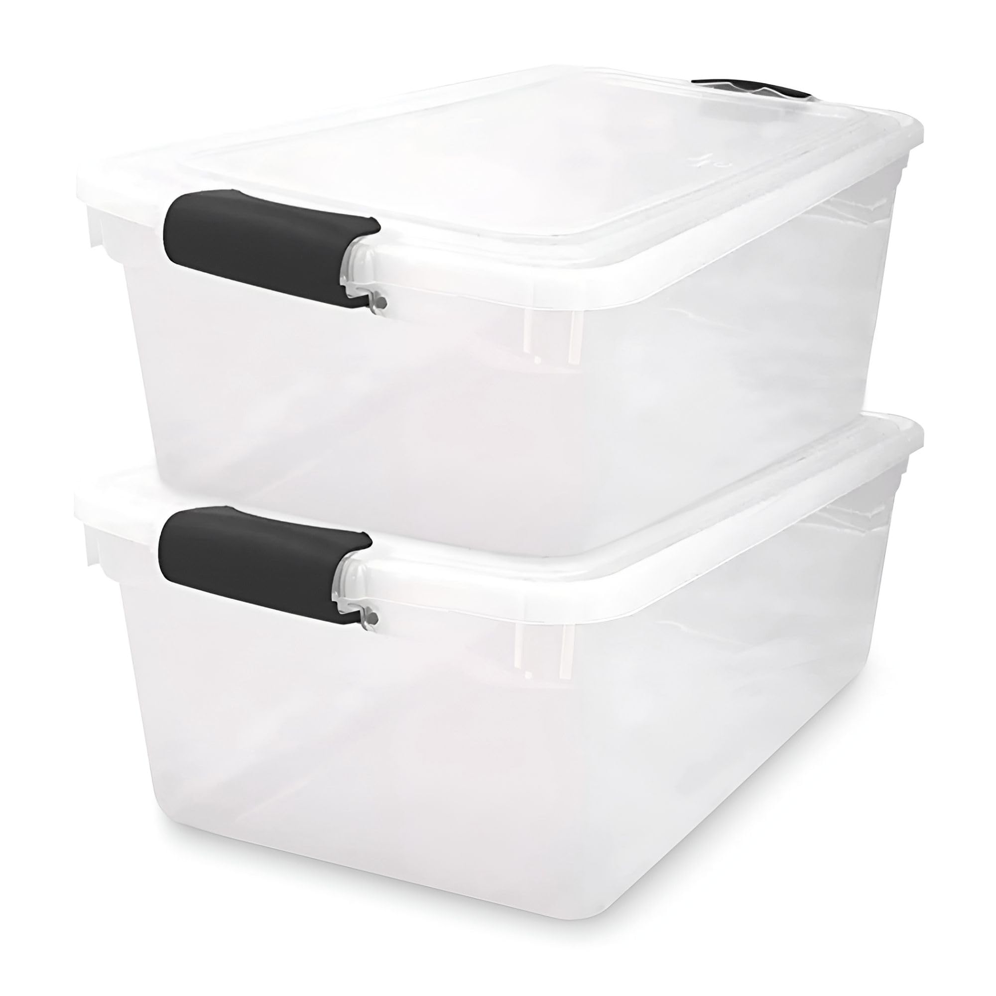 Clear Plastic Storage Bin with Secure Latch (2 Count)