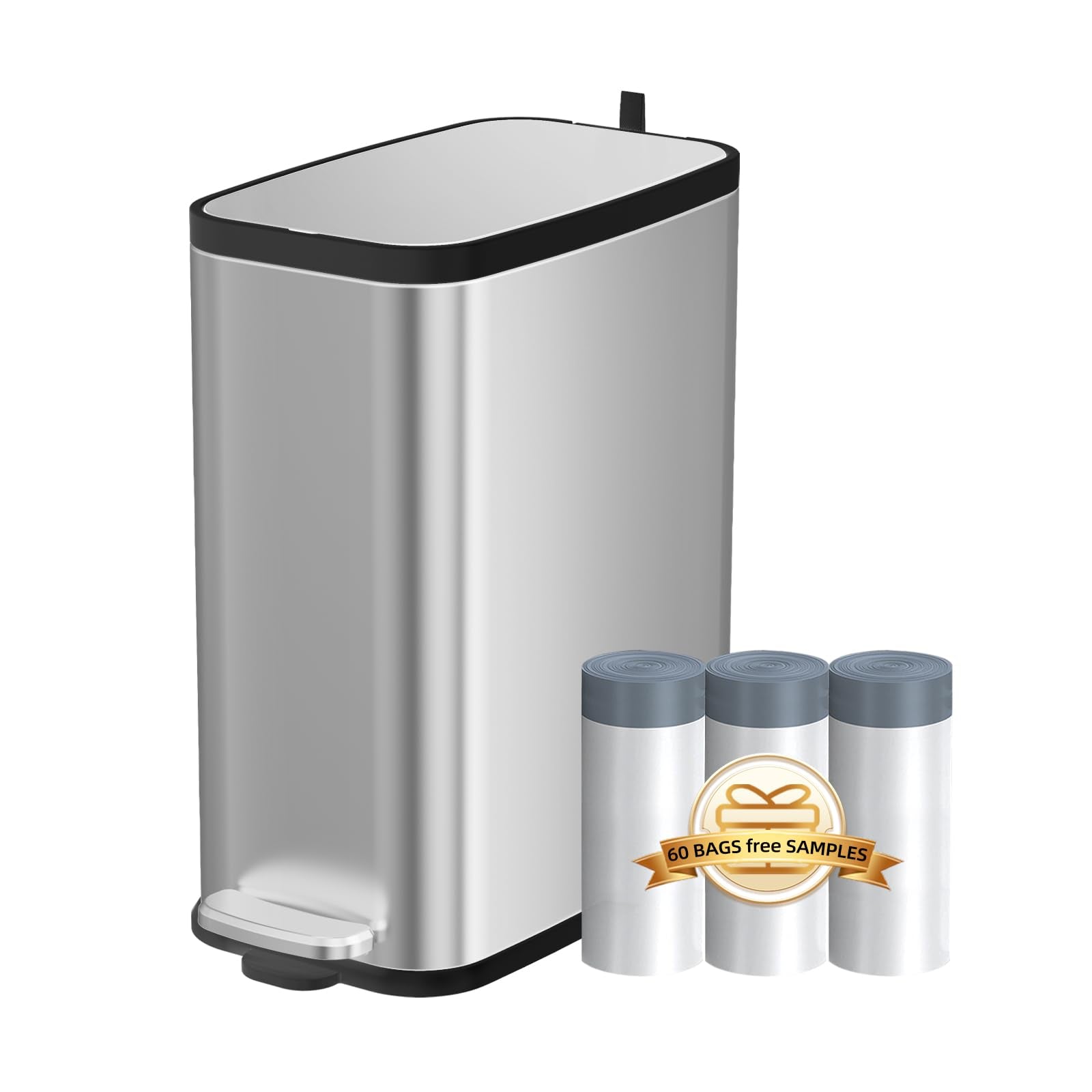 Stainless Steel Bathroom Trash Can with Lid Soft Close