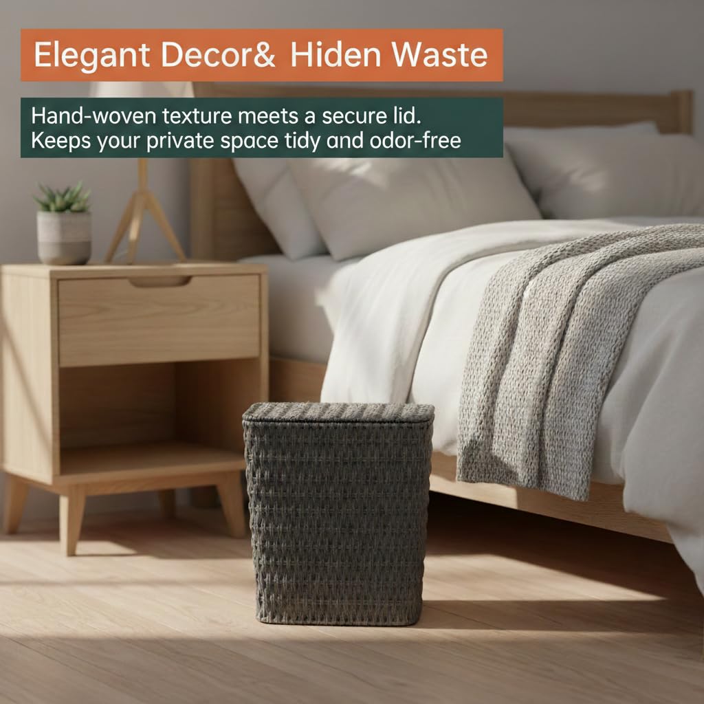 3 Gallon Paper Rope Bathroom Trash Can