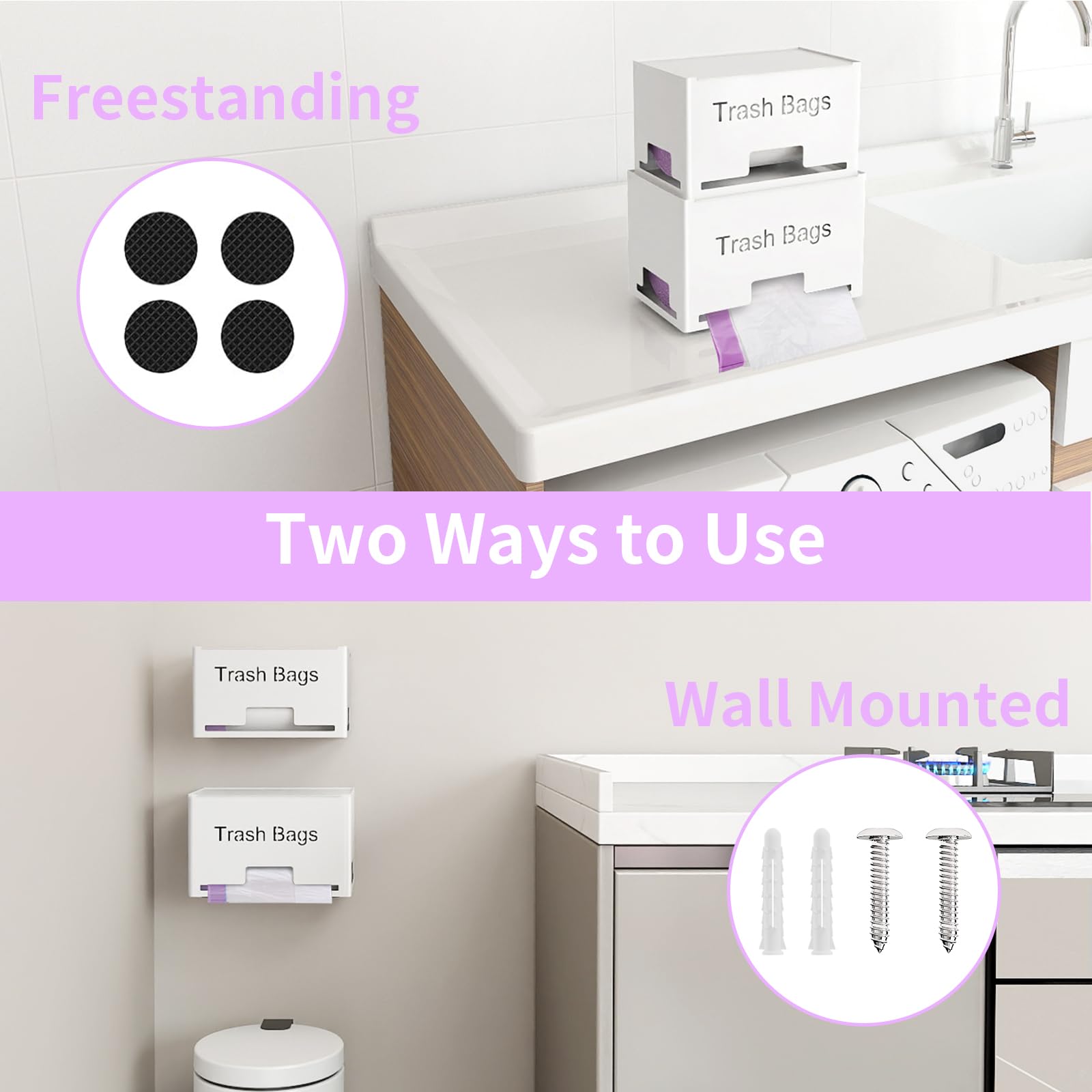 2 Pack Trash Bag Holder Dispenser (2 Count)