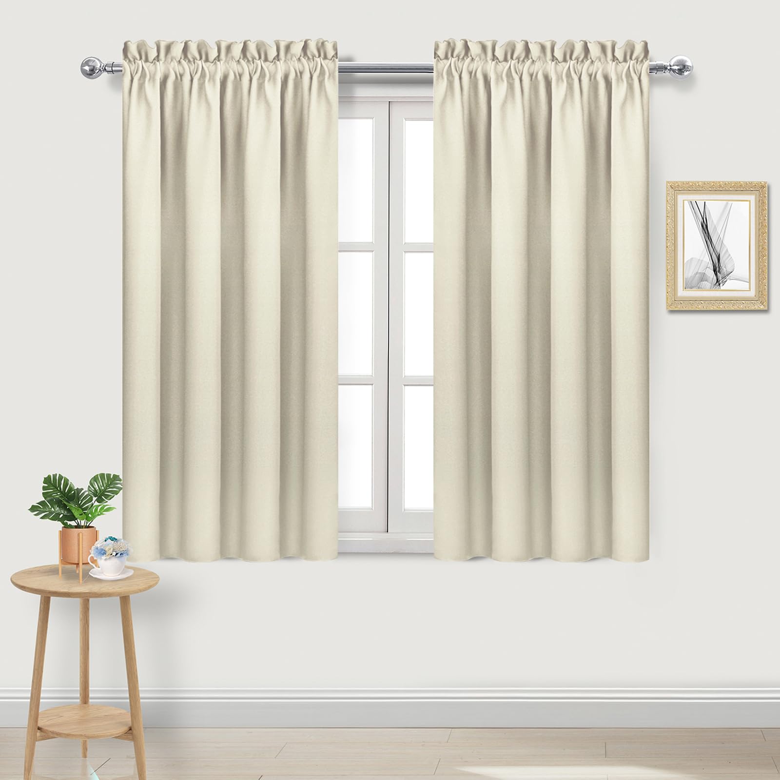 Blackout Curtains for Bedroom 42 x 54 Inch Long Light Beige 2 Panels (2 Count)