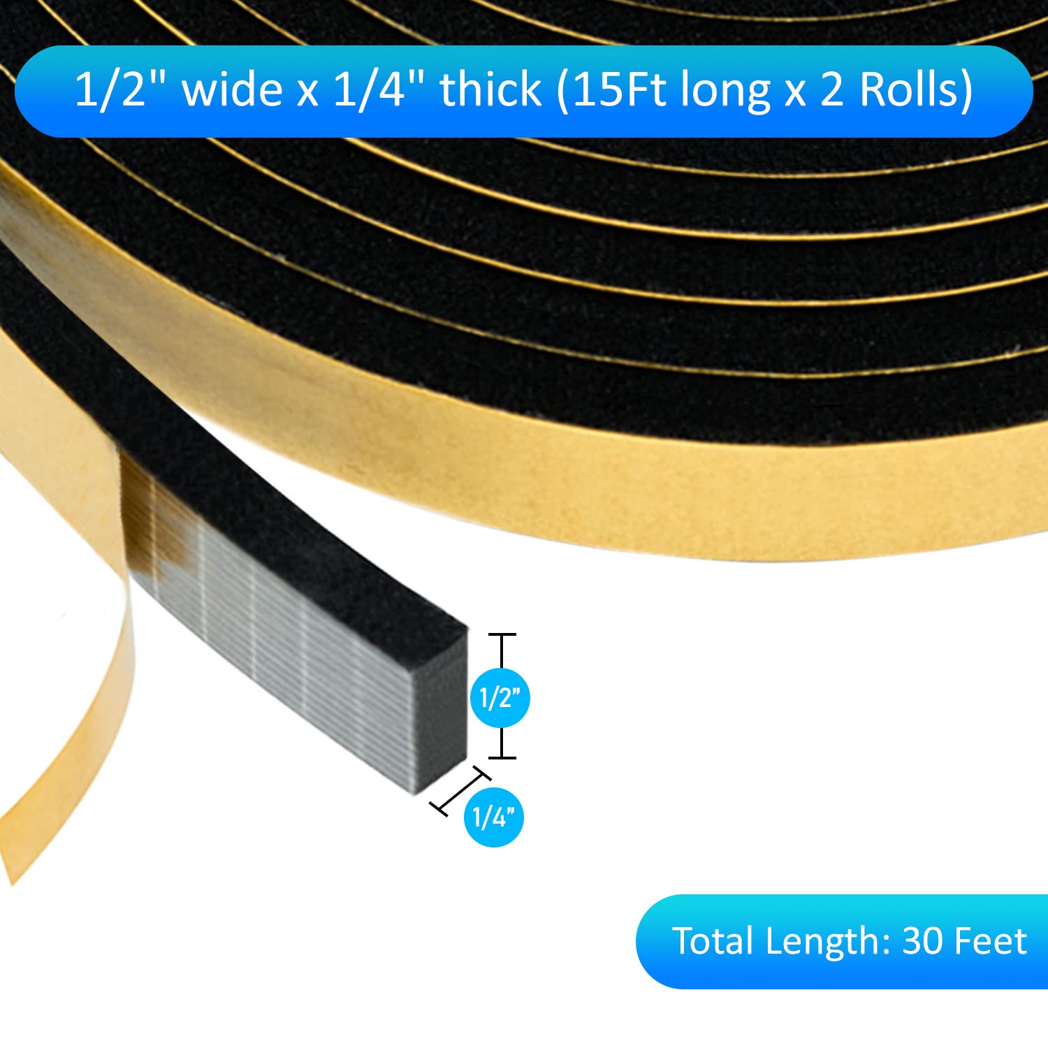 High Density Foam Weather Stripping Door Seal Strip Insulation Tape Roll for Insulating Door Frame