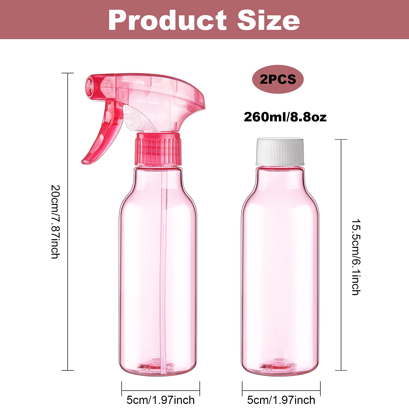 Plastic Spray Bottles 8.8oz (2 Count)