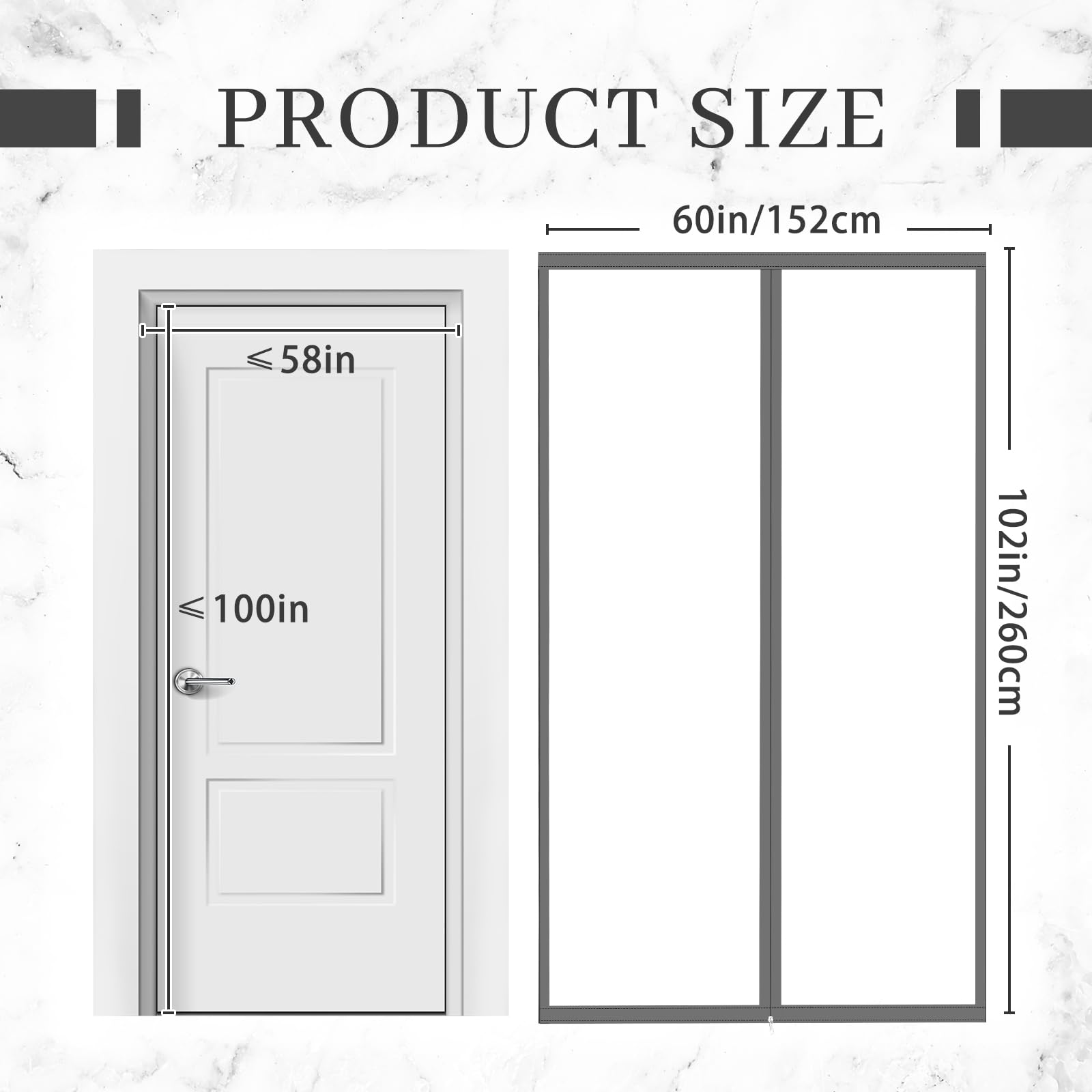 1 Pack Zipper 60 x 102 Inch Dust Barrier Door Kit 5 x 8.5 ft Reusable Temporary Wall Construction Plastic Curtain Cover Containment Standard Gray Doorway Screen Sheeting for Home Renovation