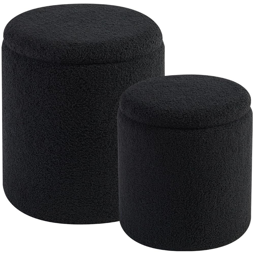 Set of 2 Round Storage Ottoman (2 Count)