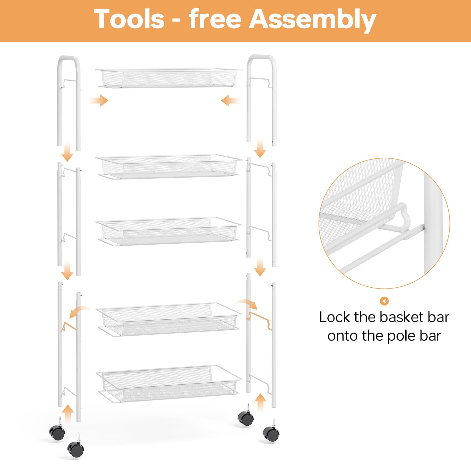 5 Tier Rolling Cart