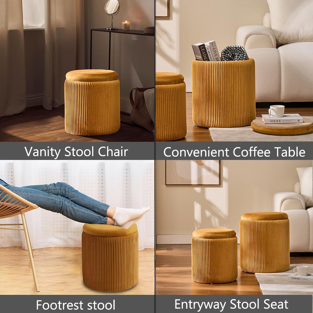 Set of 2 Round Storage Ottoman