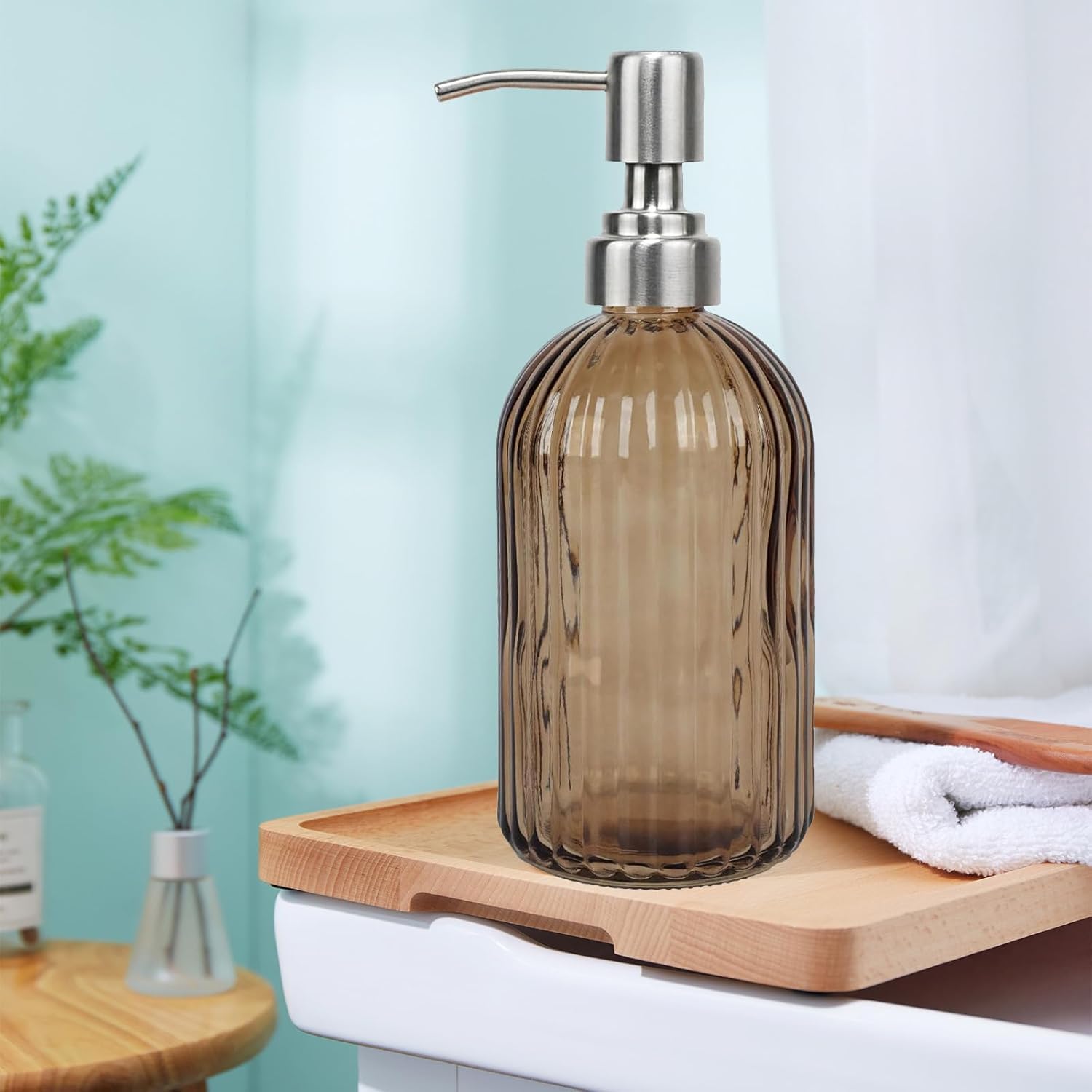 14Oz Brown Soap Dispenser Bathroom (2 Count)