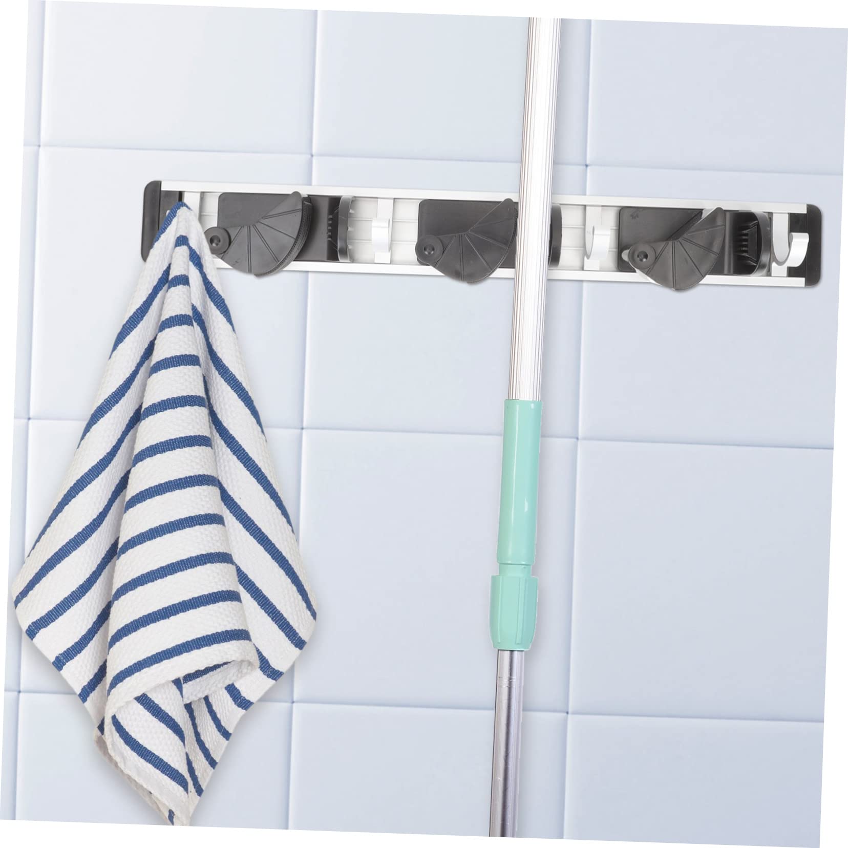 Space Aluminum Mop Hook Organizer Wall Mount Broom Gripper for Mop Garden Laundry Room