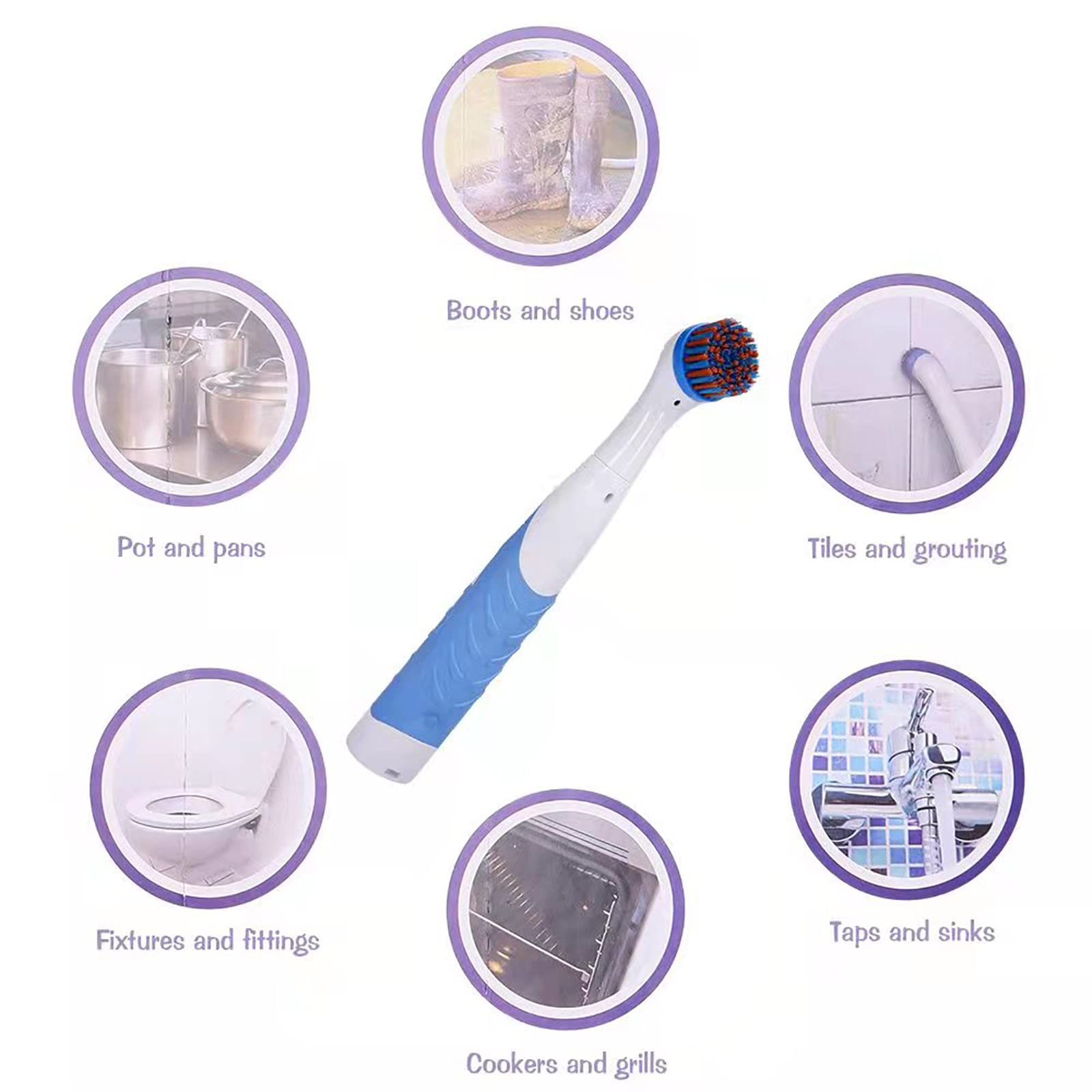 Electric Cleaning Brush with 4 in 1 Multiple Brush Heads