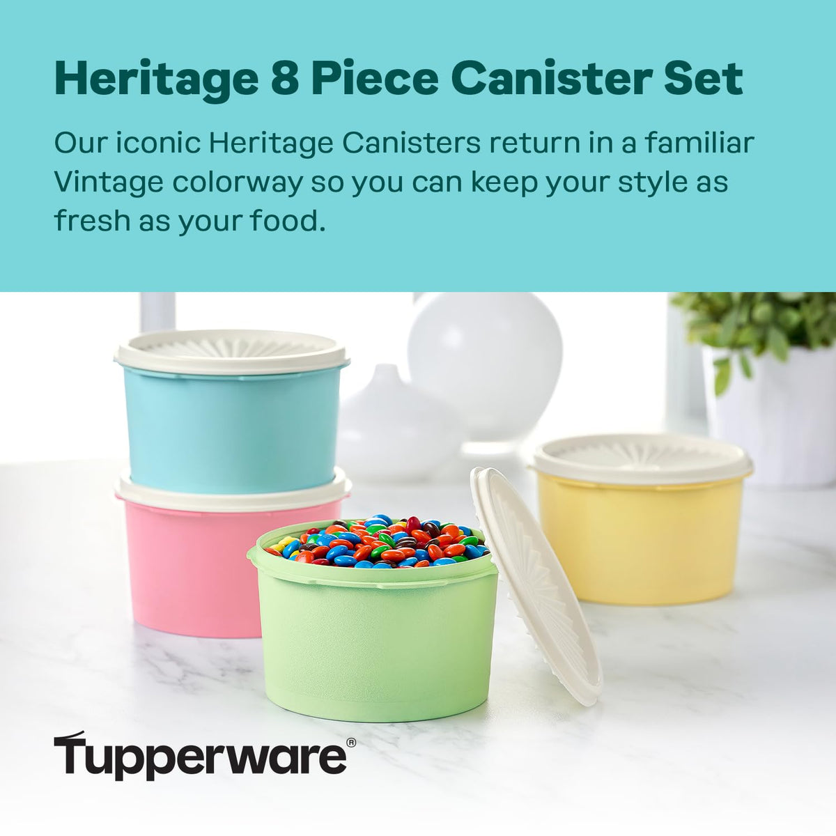 Heritage 8 Piece Pastel Canister Set