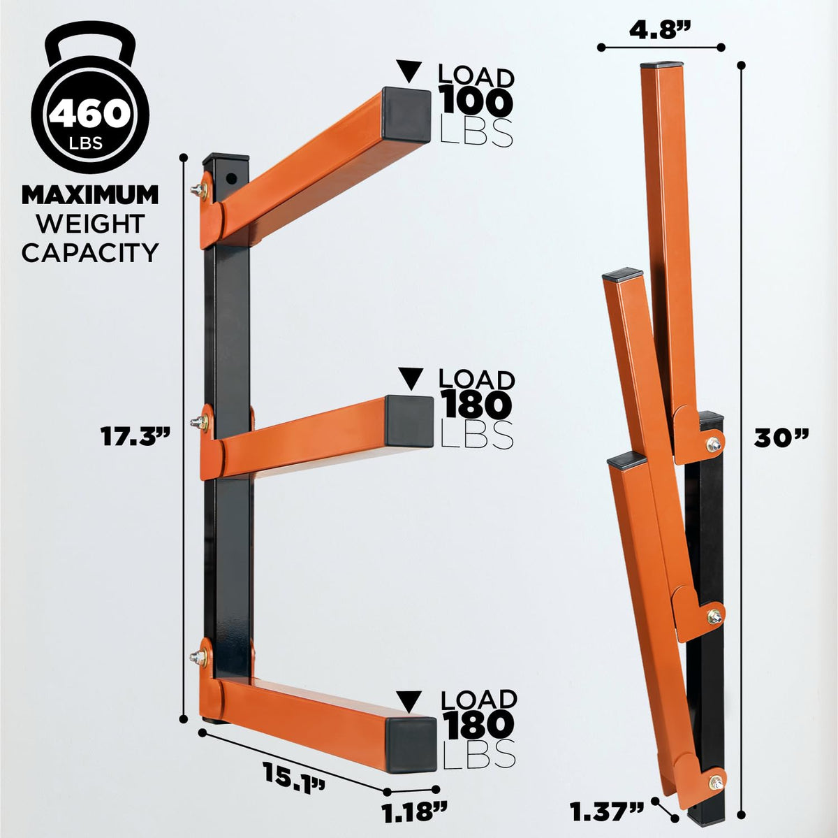 3 Level Wall Mounted Lumber Storage Rack for Garage