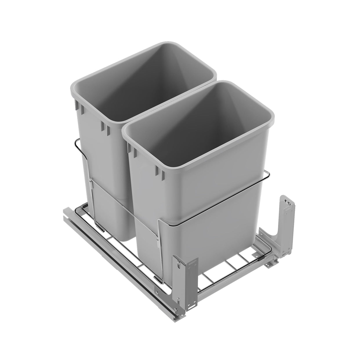 Dowell B18 Aluminum Base Wastebasket Pullout with Door Mount and Two 35Qt (2 Count)