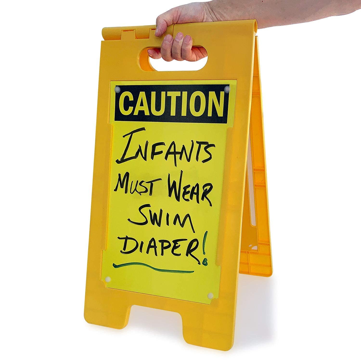 SF-0127-FB-25x12-DE Caution Blank Write-On Folding Floor Sign With Dry Erase Finish By | 25" x 12" Plastic