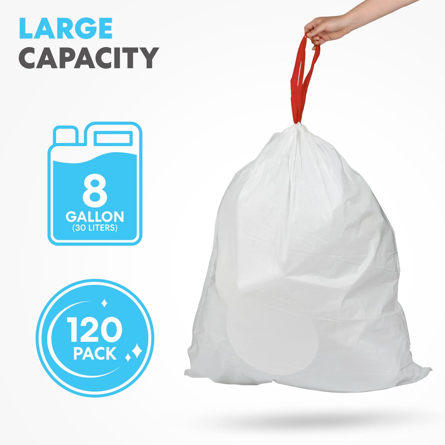8 Gallon Drawstring Trash Bags (120 Count)