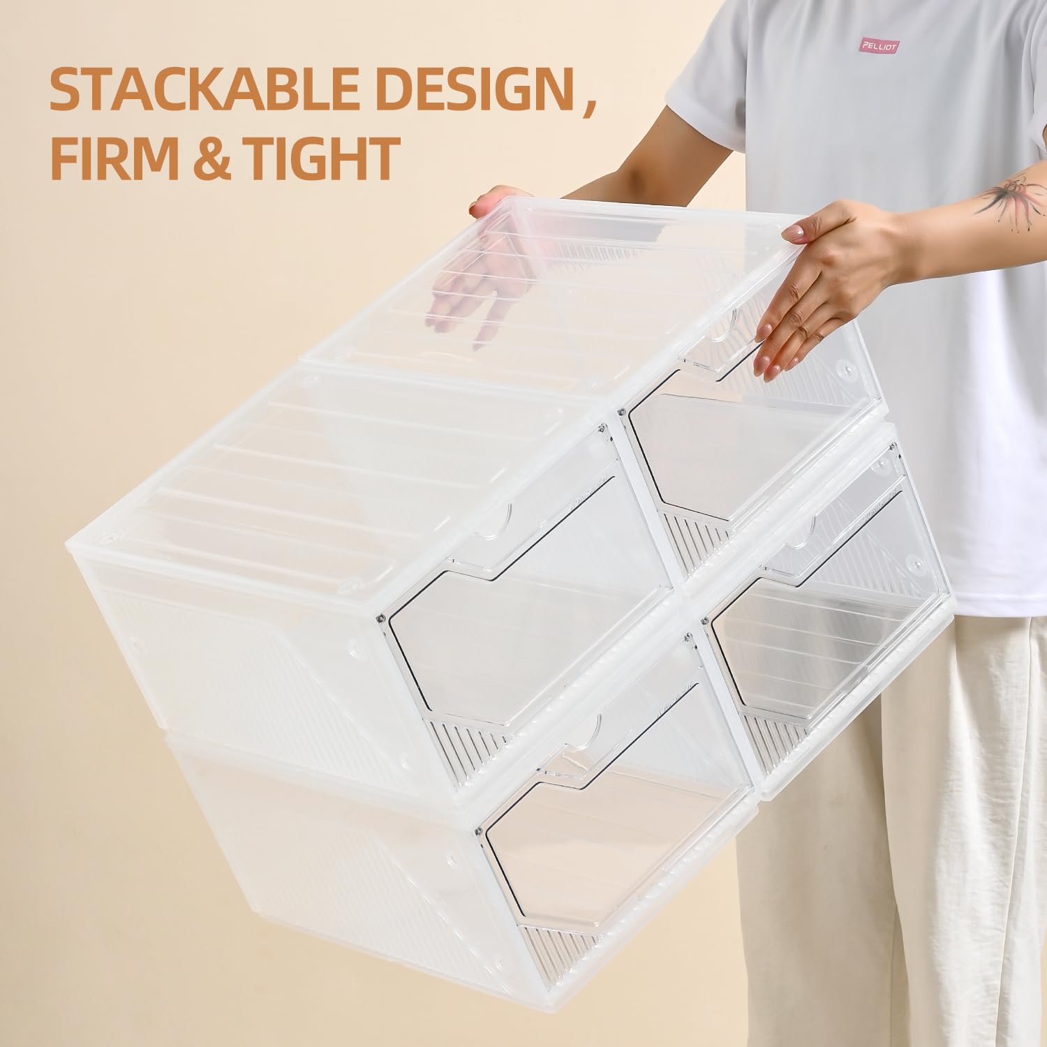Large Shoe Boxes Clear Plastic Stackable
