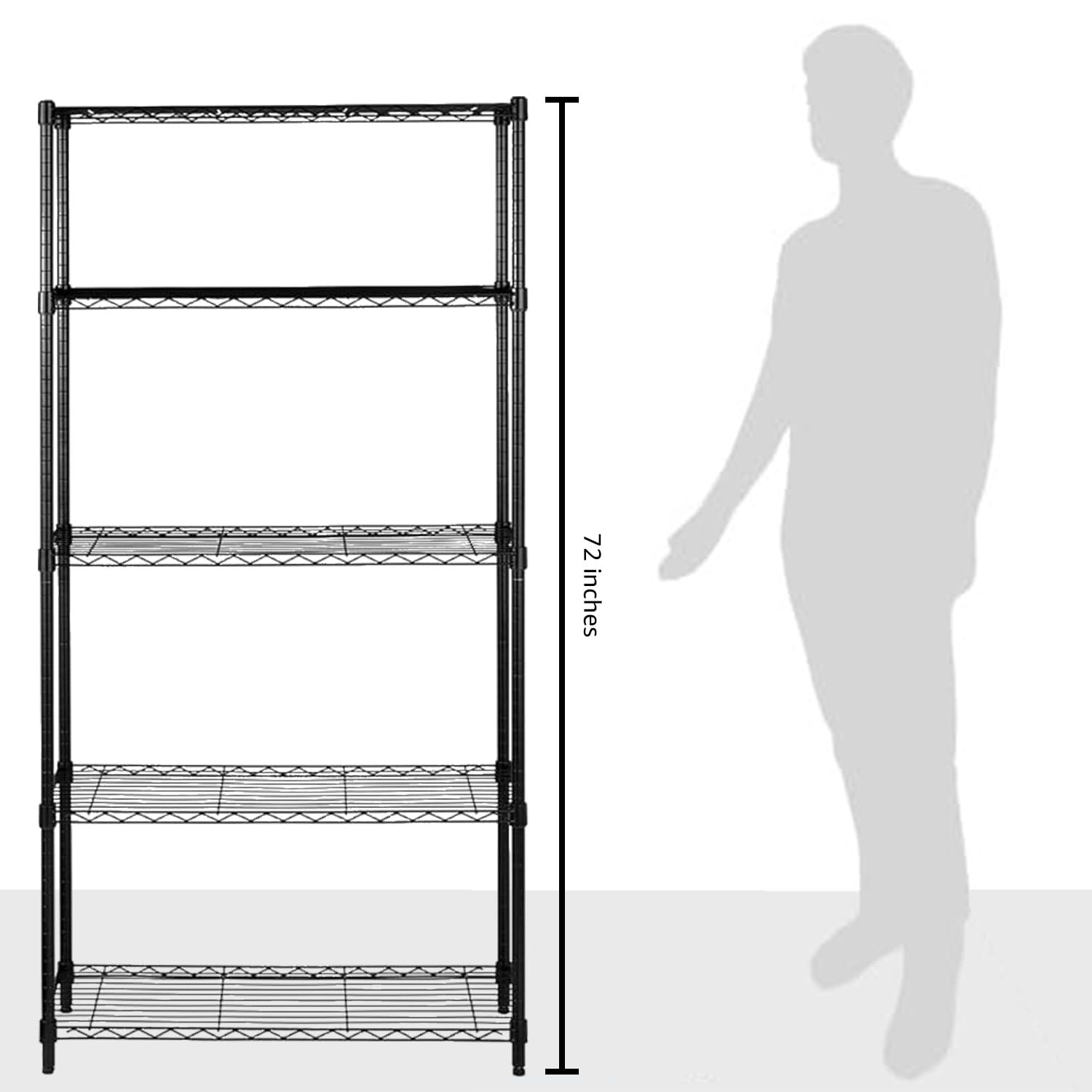 5 Shelf Adjustable Heavy Duty Steel Wire Storage Shelves for Garage