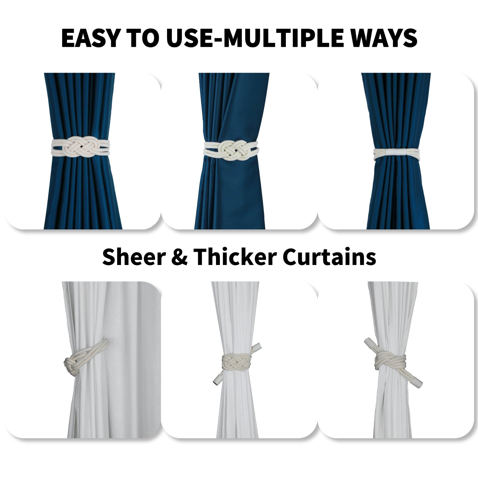 4 Pack Magnetic Curtain Tiebacks