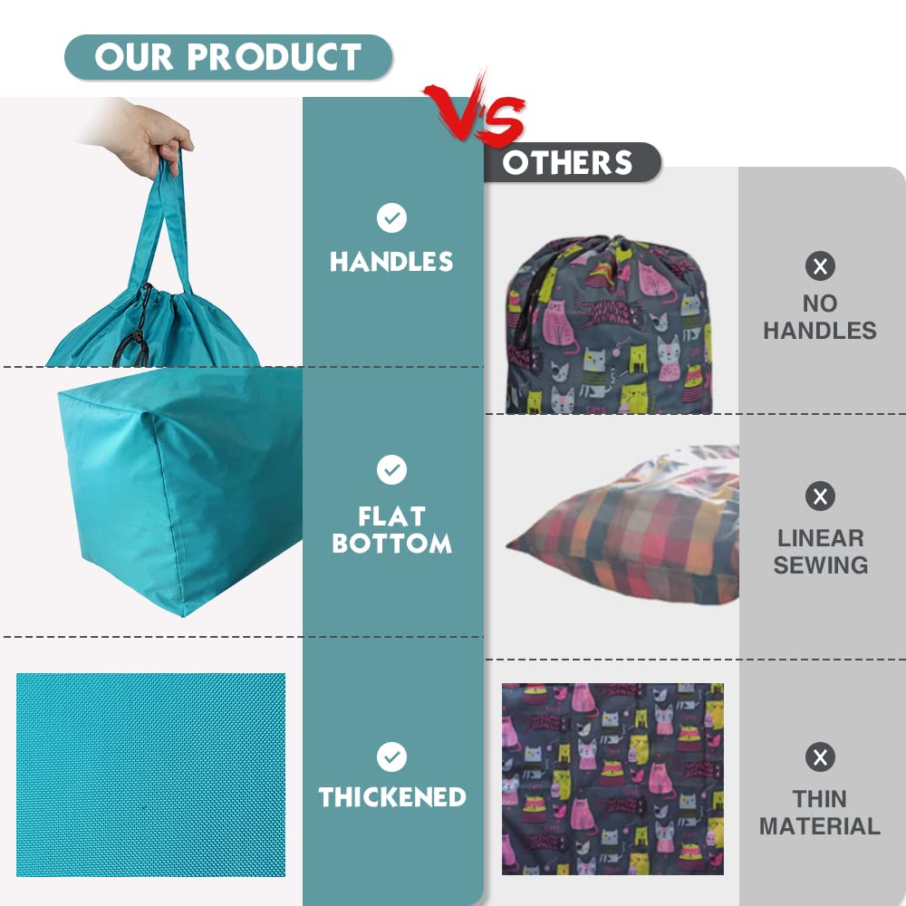 Tear Proof Nylon Laundry Bag with Handles (2 Count)