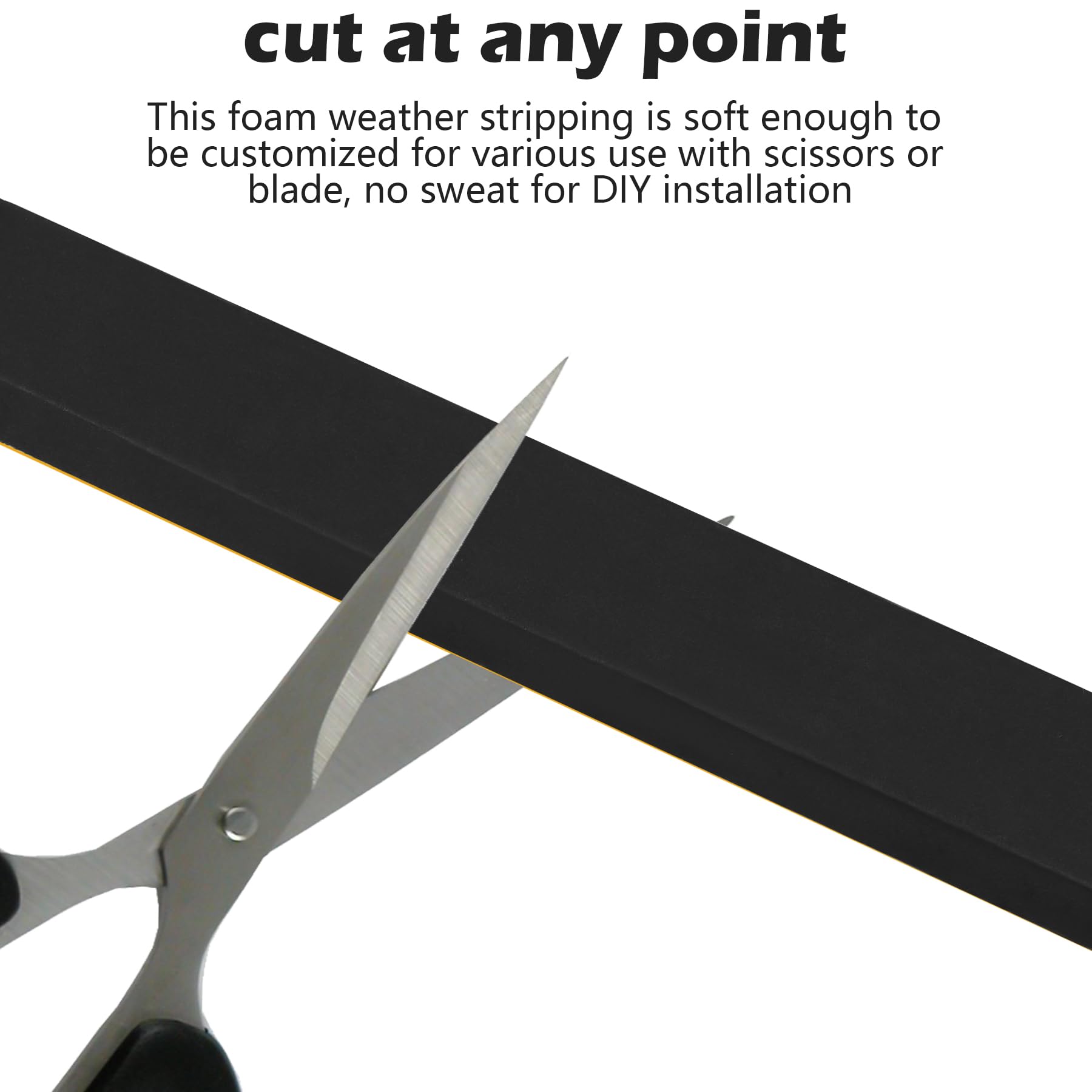 Black Door Window Weather Stripping Self Adhesive Foam Tape High Density Foam Sealing Strip Window Insulation Weatherproof Gasket Tape 1" Wide X 3 (13 Foot)