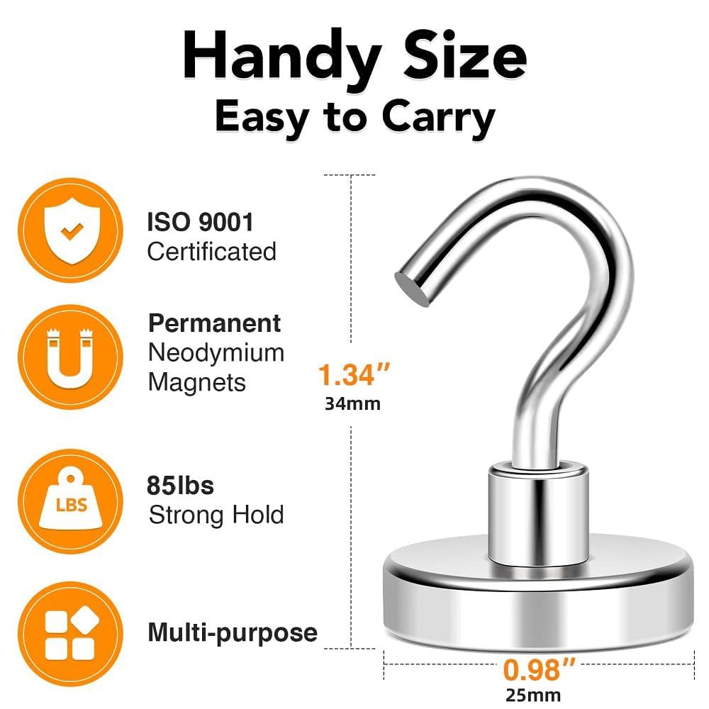 Magnetic Hooks 85lbs Strong Magnets Hook 18 Pack