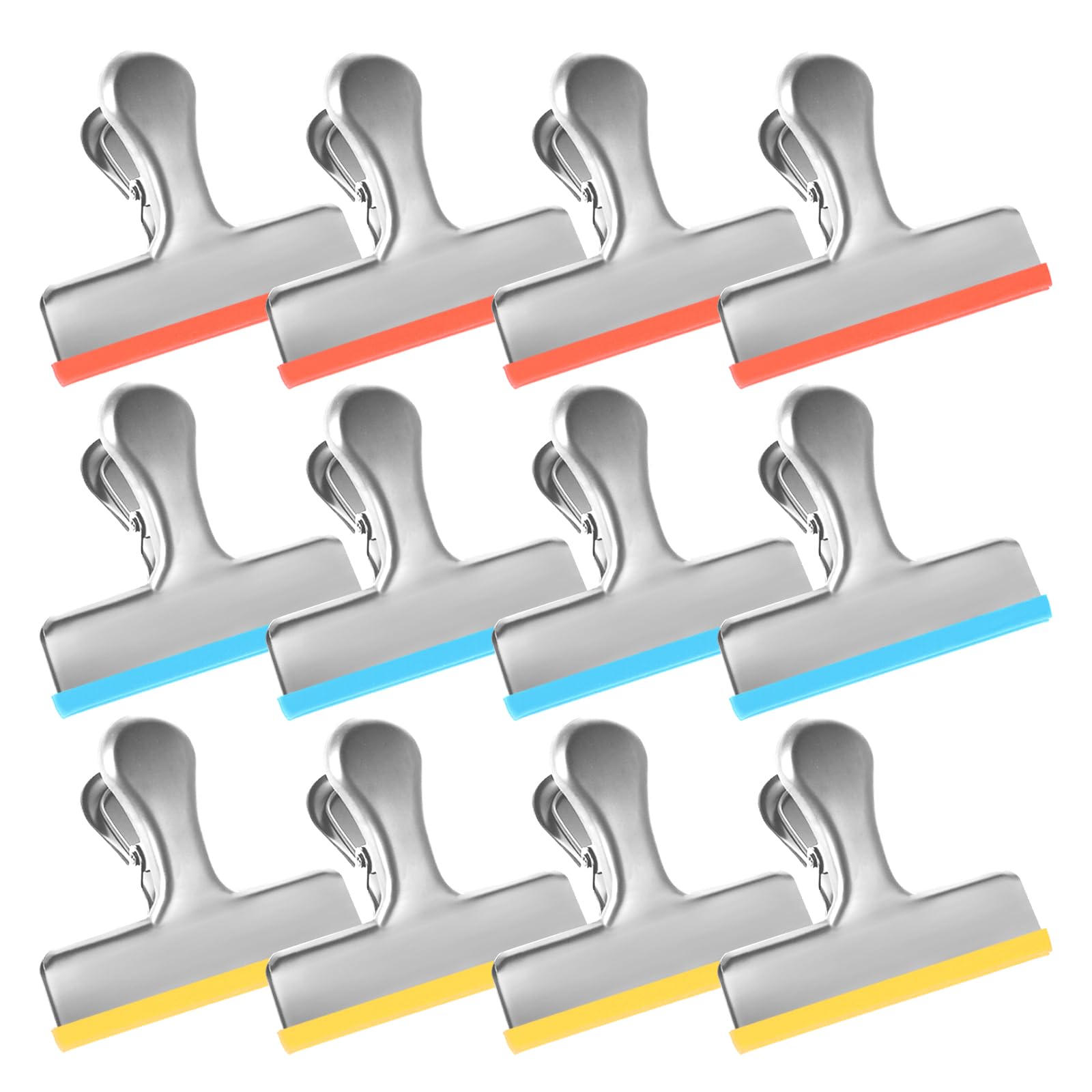 12 Small Pack Stainless Steel Chip Bag Clips Covered with Silicone (12 Count)