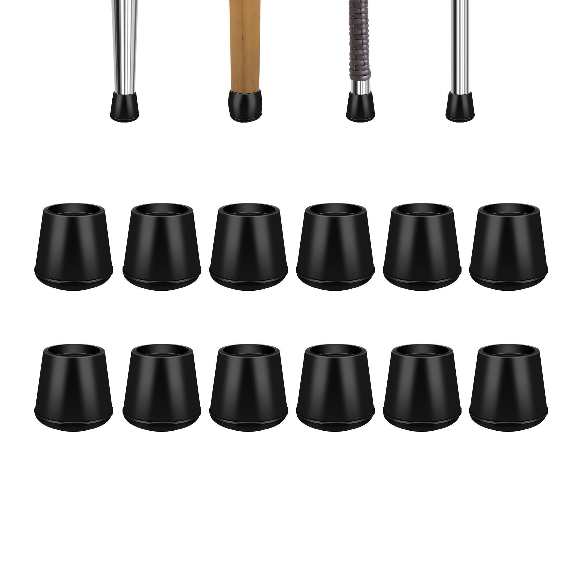 1-1/2” Round Rubber Chair Leg Tips Caps, Chair Leg Floor Protectors -4 Pack (4 Count)