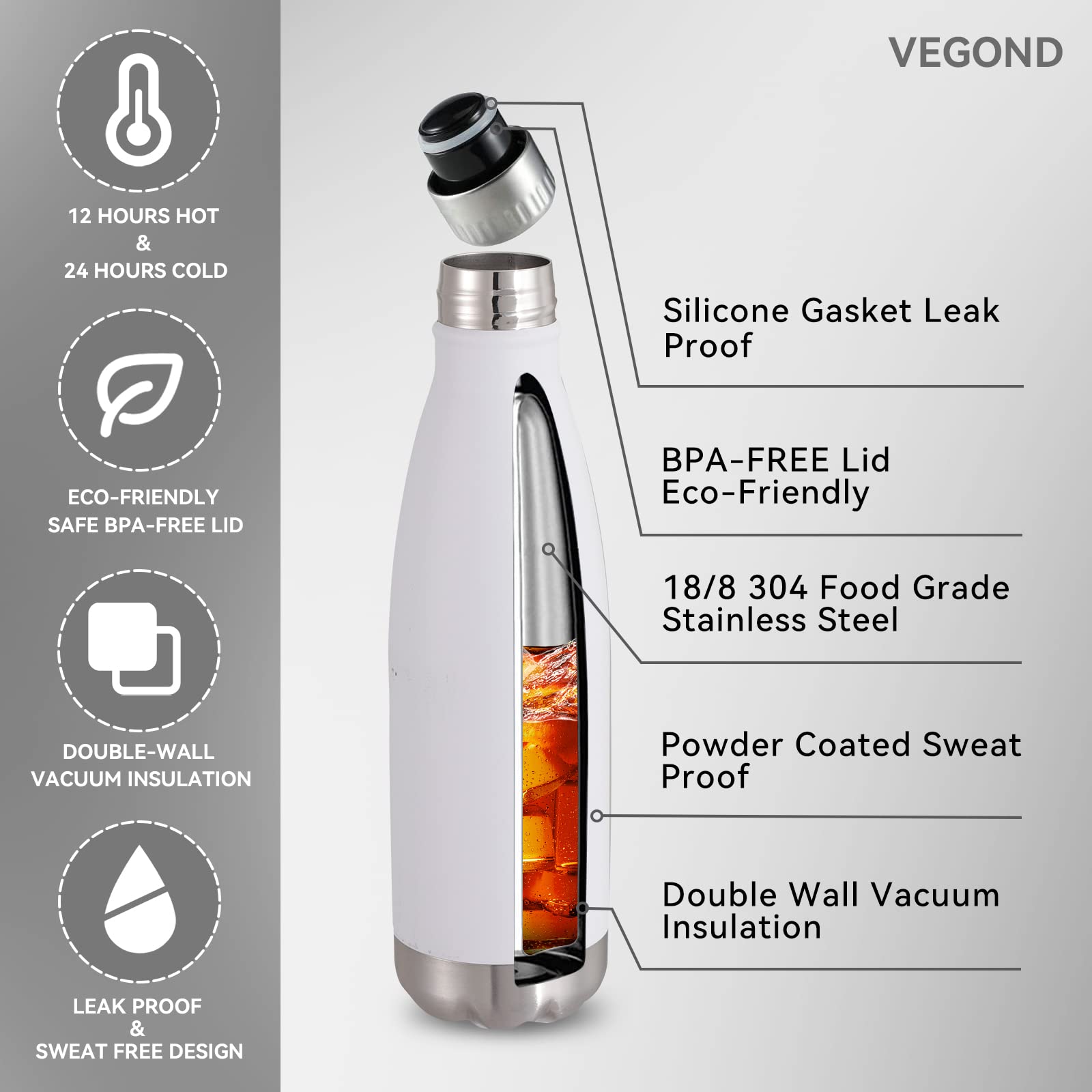 17oz Stainless Steel Water Bottles
