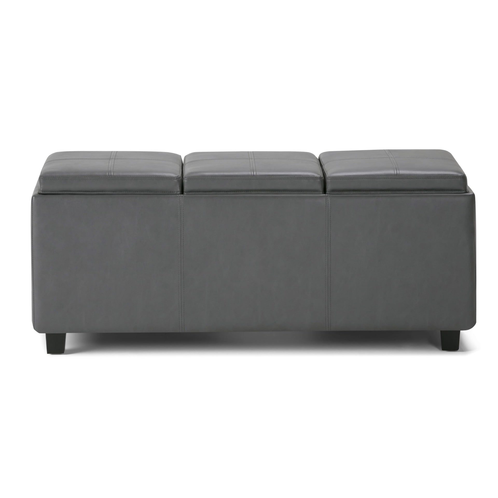 Avalon 42" Wide Vegan Leather Storage Ottoman in Stone Grey