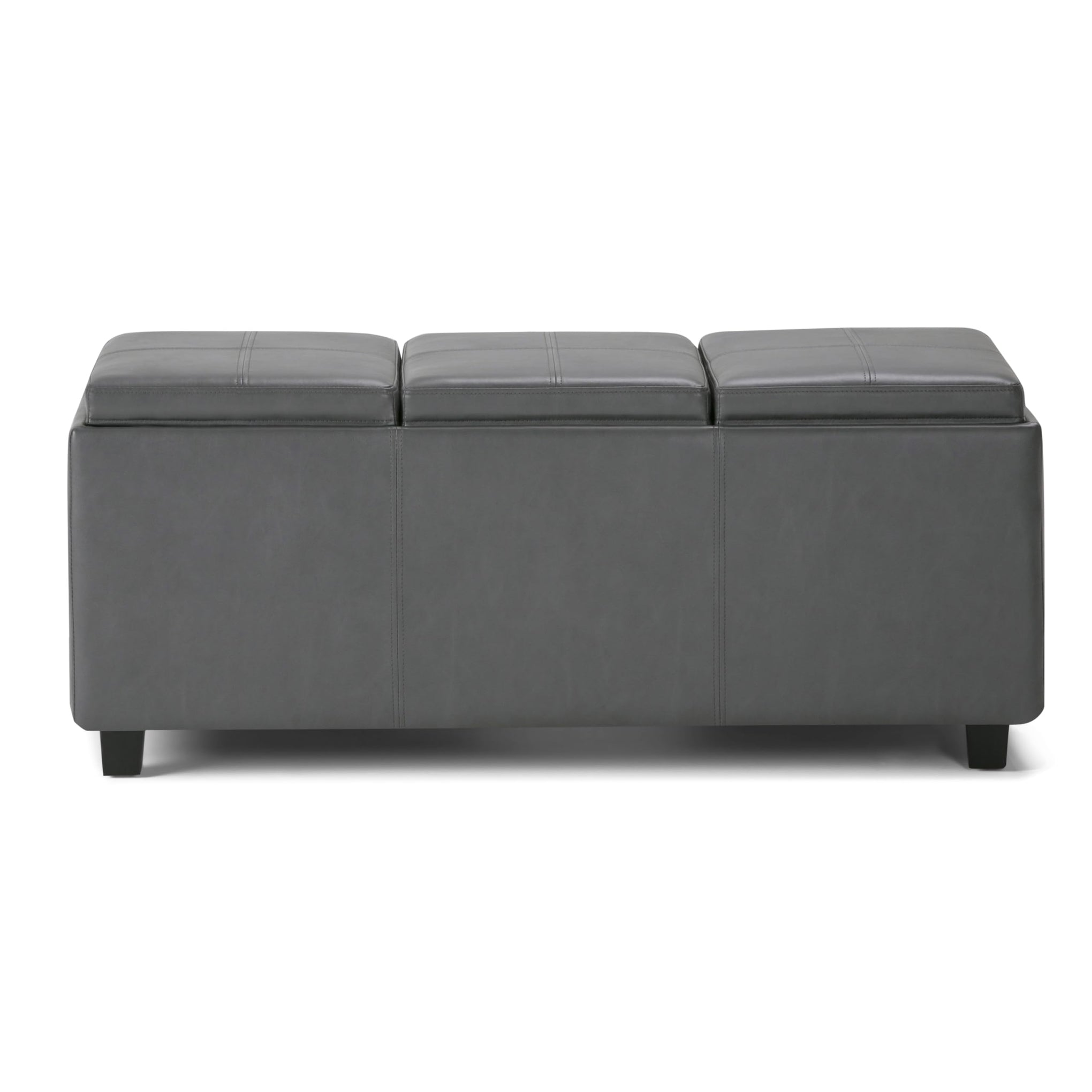 Avalon 42" Wide Vegan Leather Storage Ottoman in Stone Grey