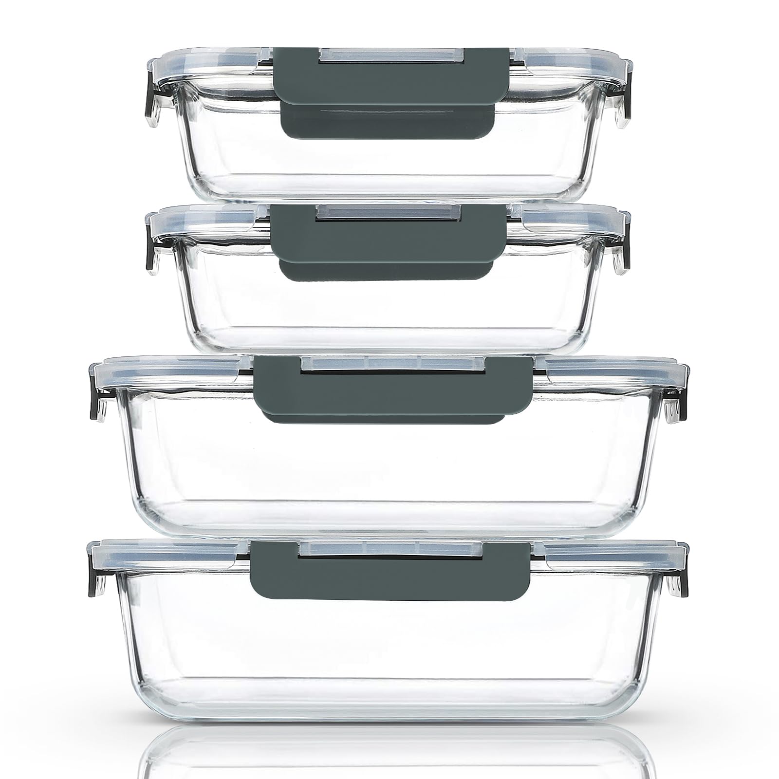 80 oz & 36 oz Extra Large Glass Food Storage Containers with Lids (4 Count)