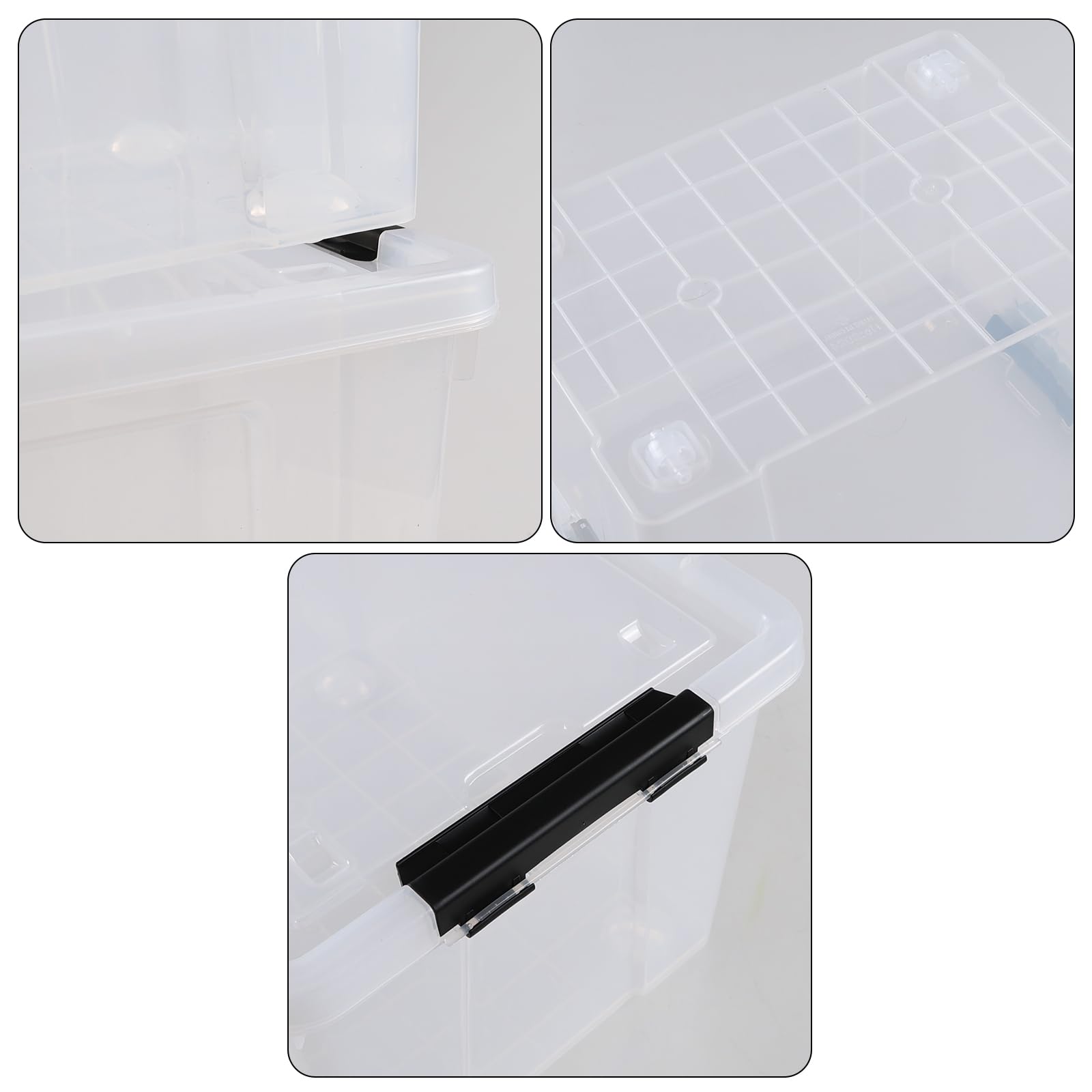 Set of 4 34 L Stackable Plastic Storage Bins with Latching Lids and Wheels (4 Count)
