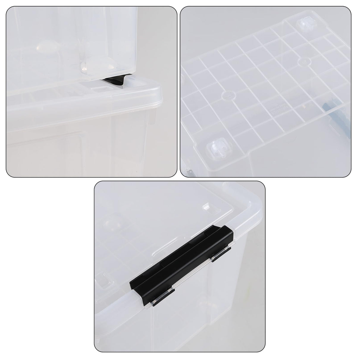 Set of 4 34 L Stackable Plastic Storage Bins with Latching Lids and Wheels (4 Count)