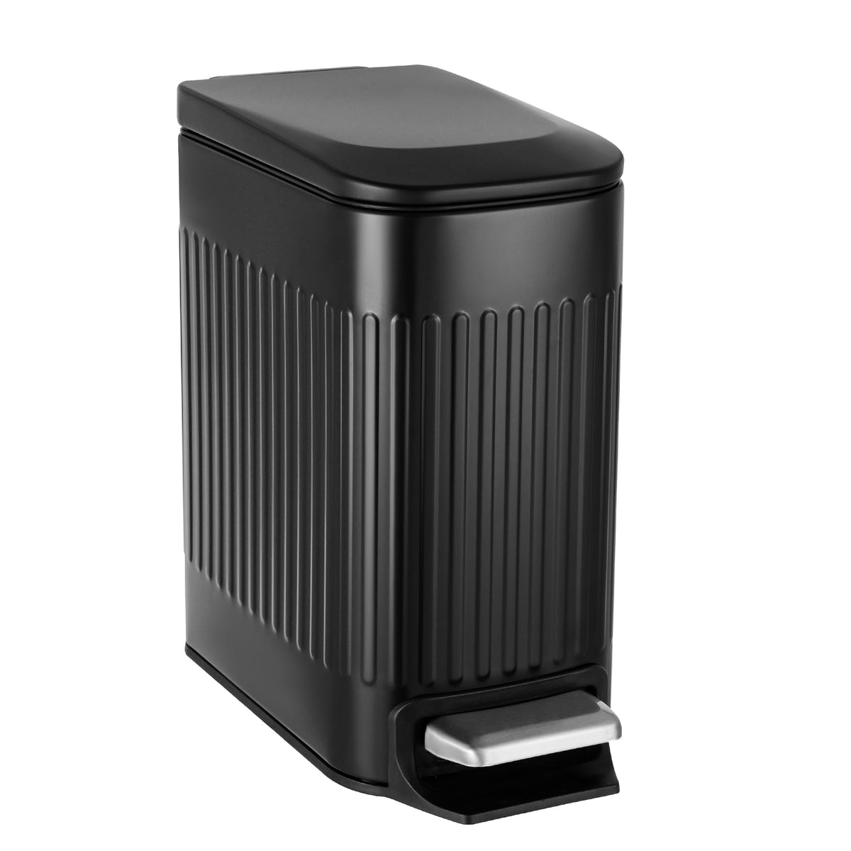 Small Black Bathroom Trash Can with Lid Soft Close & Pedal