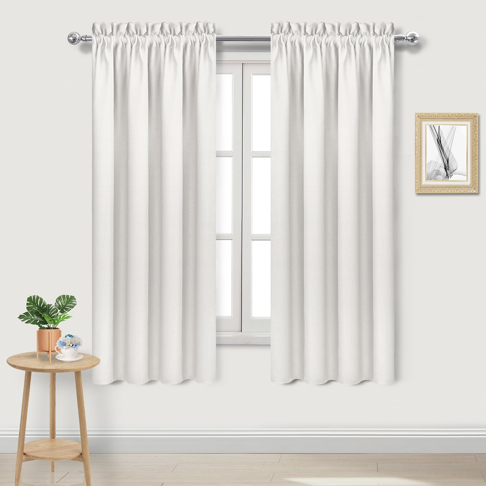 Blackout Curtains for Bedroom Living Room 38 x 72 Inch Long Ivory (2 Curtain Panels)