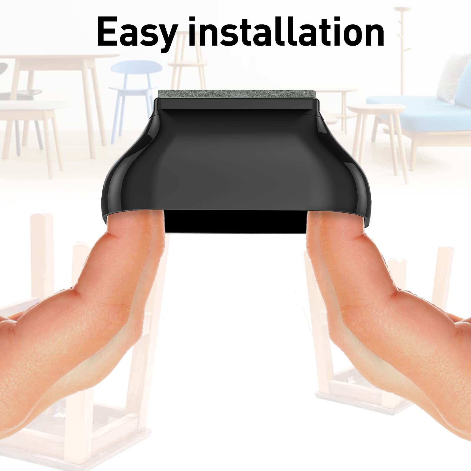 3/4" x 1 1/2" Rectangle Chair Leg Protectors for Hardwood Floors, Silicone Covers to Protect Wood Tile Floors Felt Pads Furniture Leg Caps Reduce Noise. Easy to Move. 16PCS Black. (24 Count)