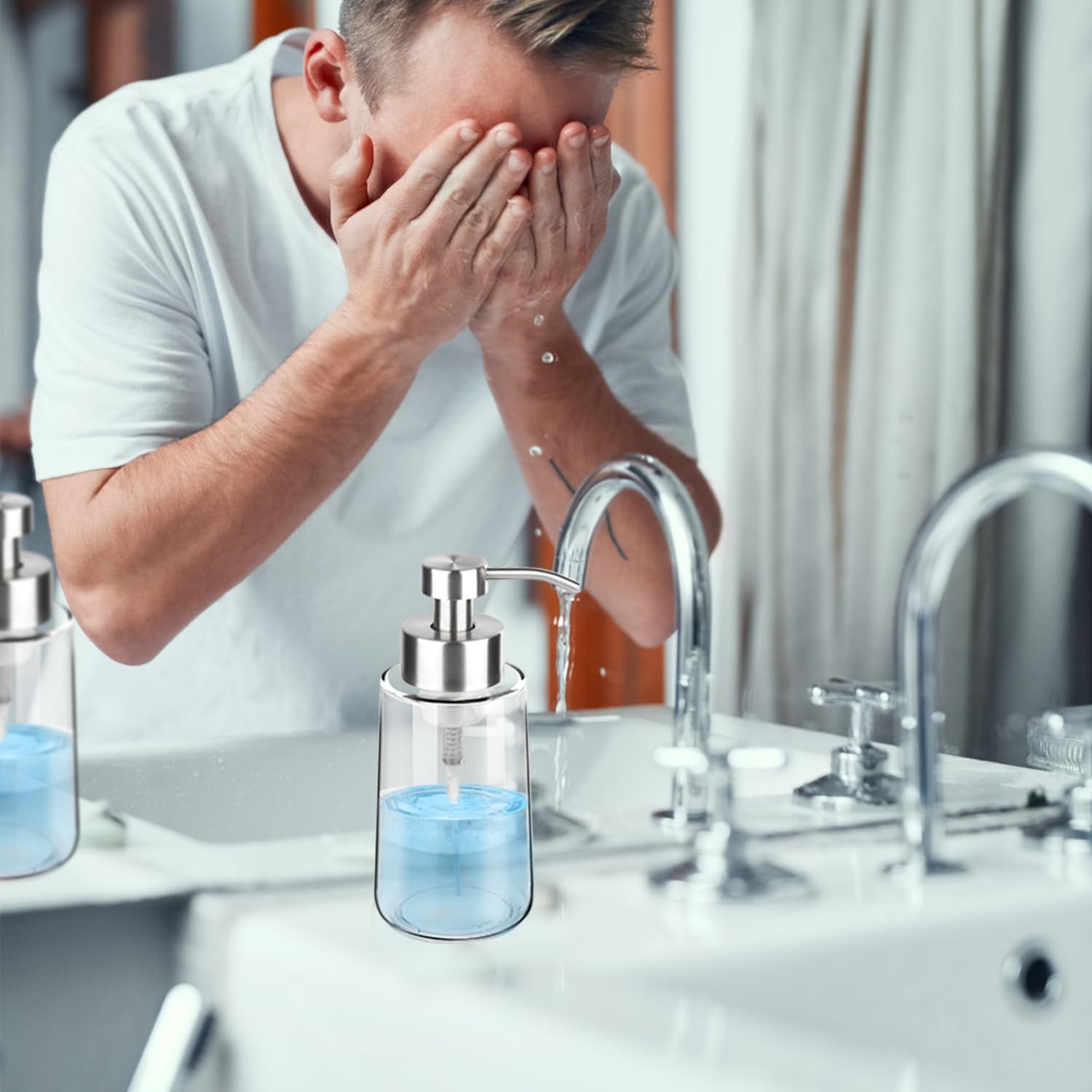 Thick Glass Soap Dispenser with Rust Proof Stainless Steel Pump