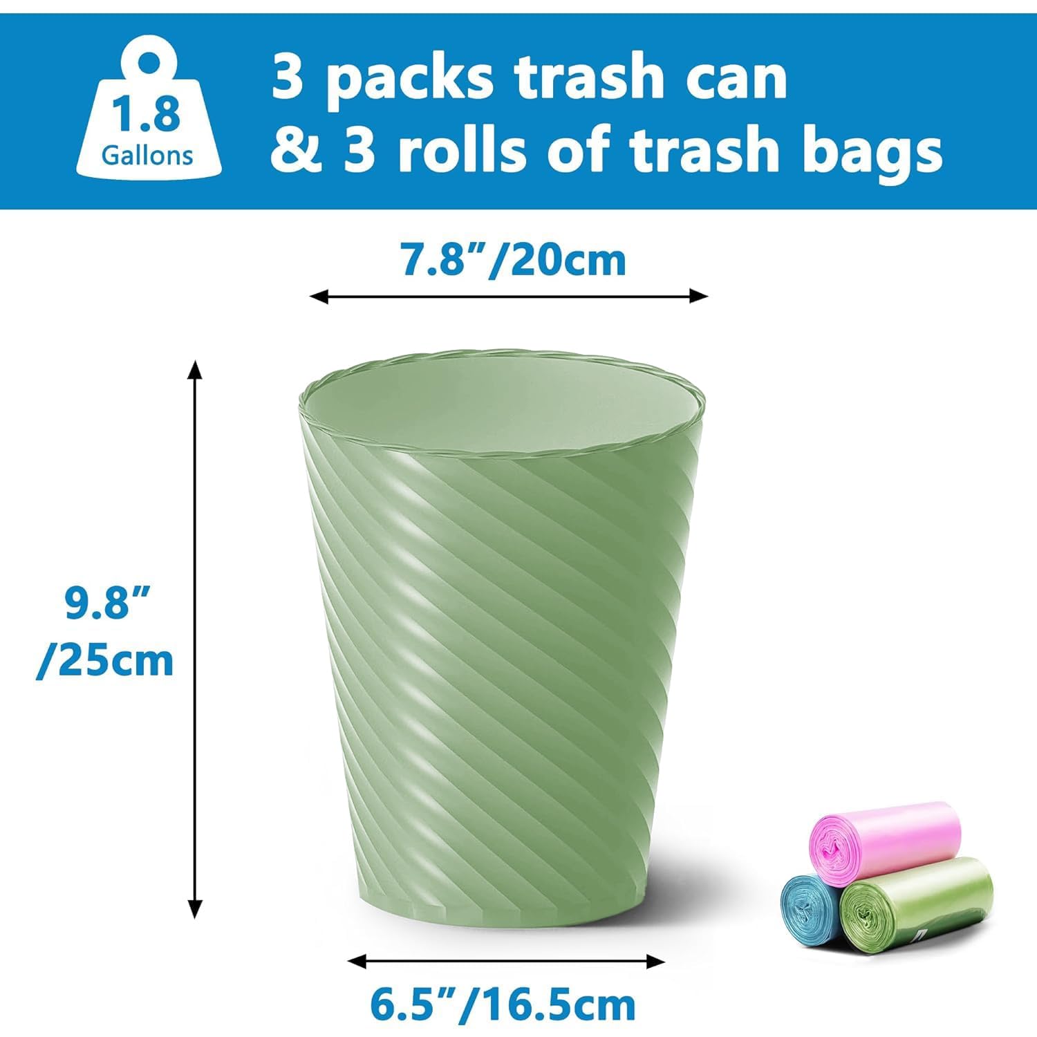 Bathroom Trash Can 3 Pack (3 Count)