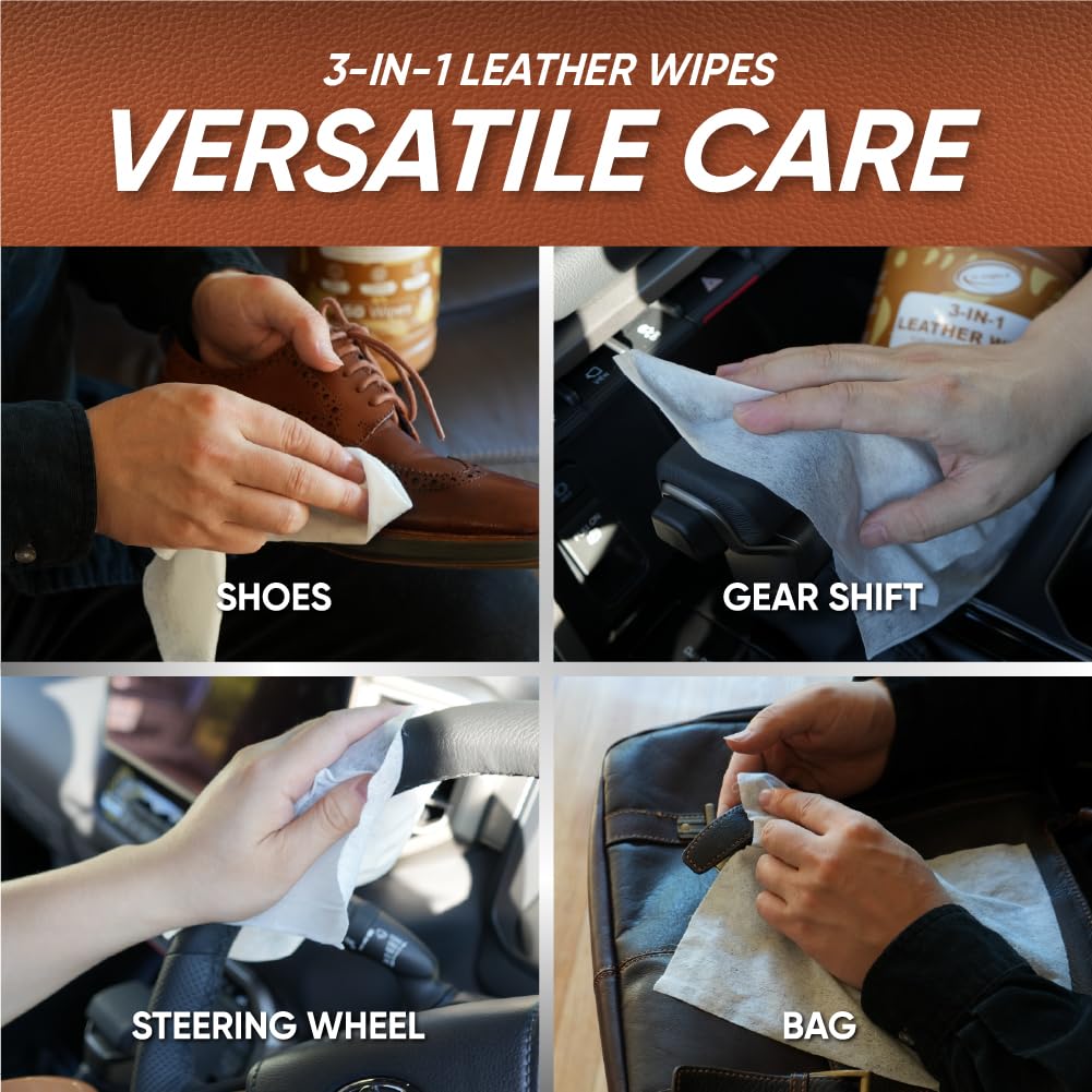 3in1 Leather Wipes 50 Count (100 Count)