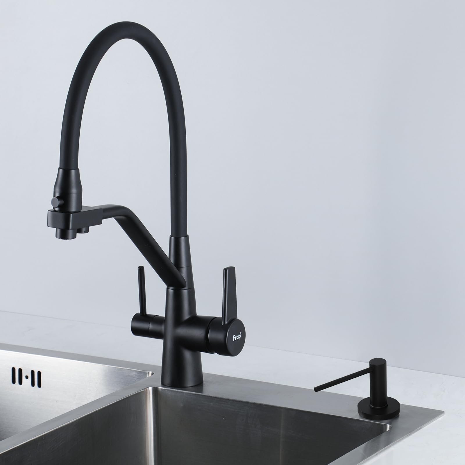 Upgraded Matte Black Soap Dispenser for Kitchen Sink