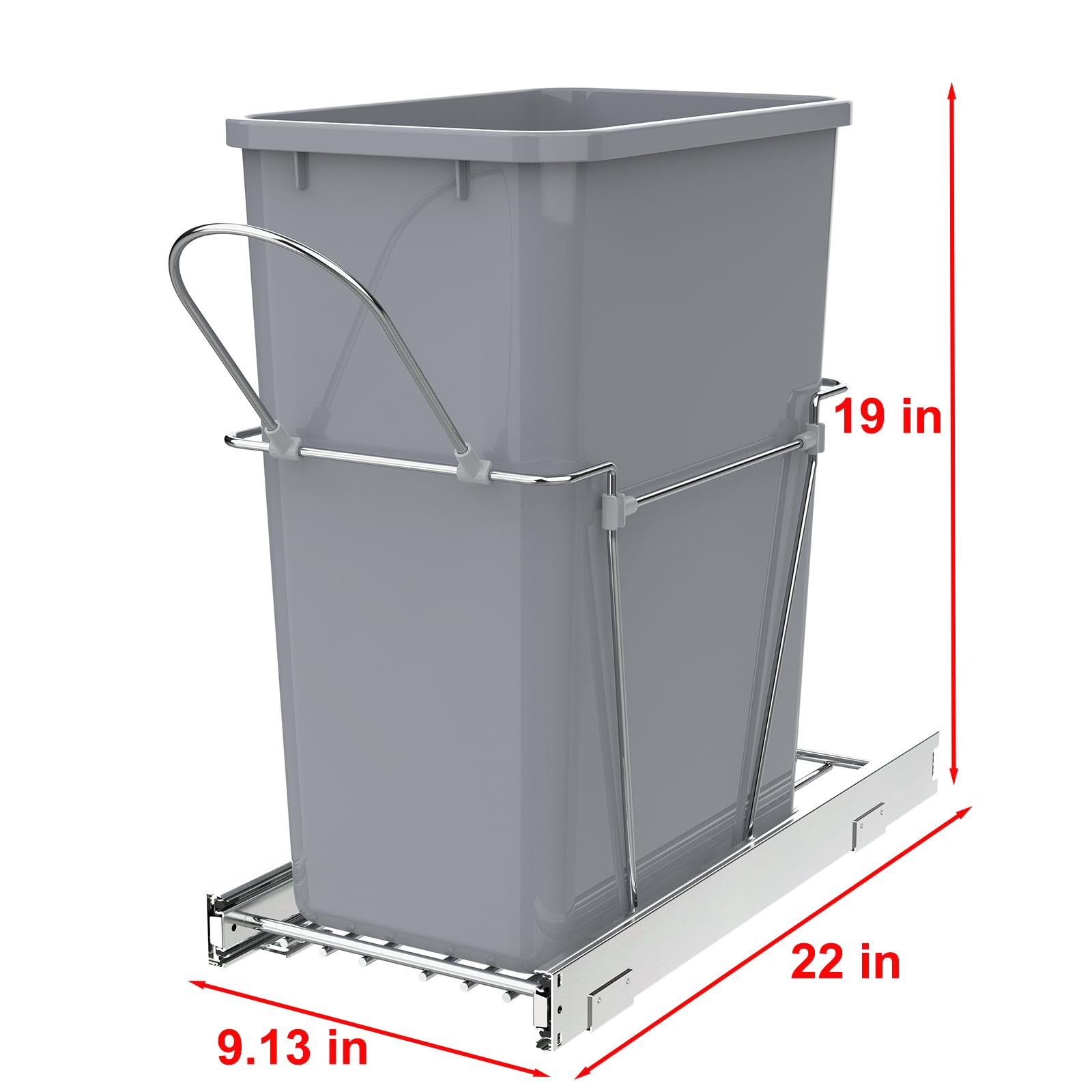 Single Pullout Trash Can for Under Kitchen Cabinets Include Single 35QT Trash Bin Doesn't Include Door Fittings
