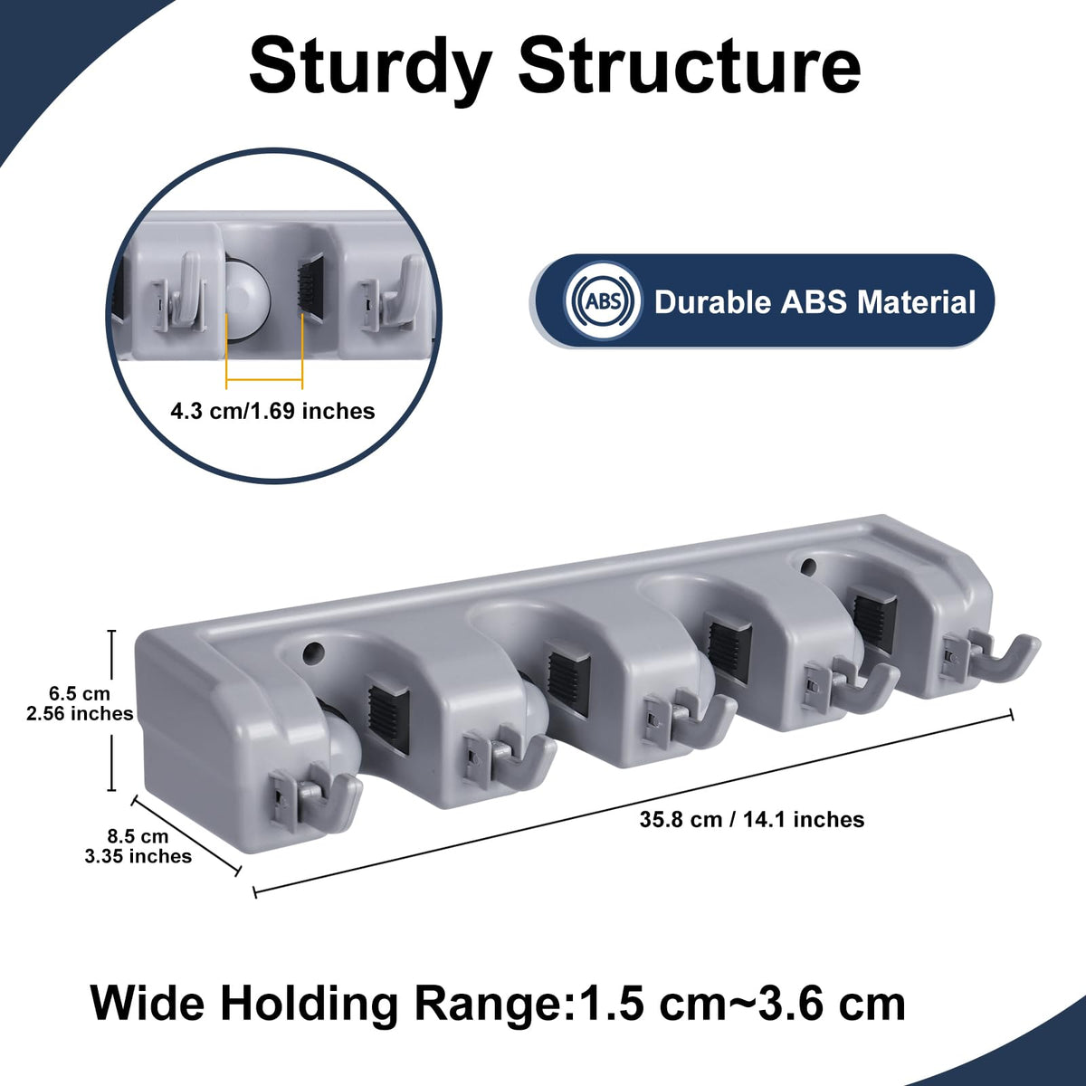 Mop And Broom Holder Wall Mount Cleaning Supplies Organizer For Closet
