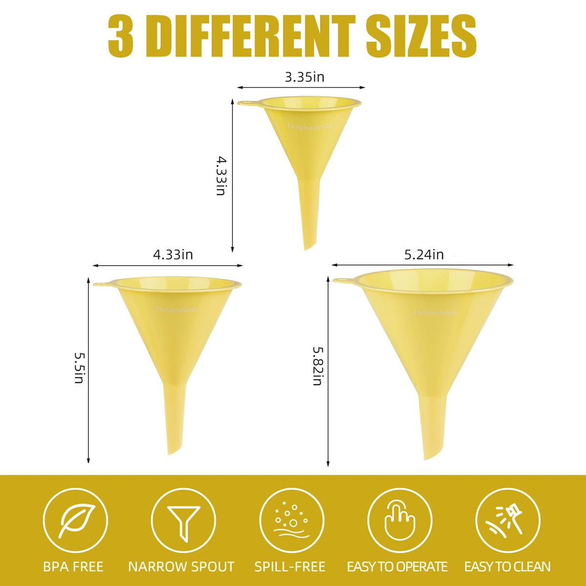 Plastic Kitchen Funnel Set of 3 (3 Count)