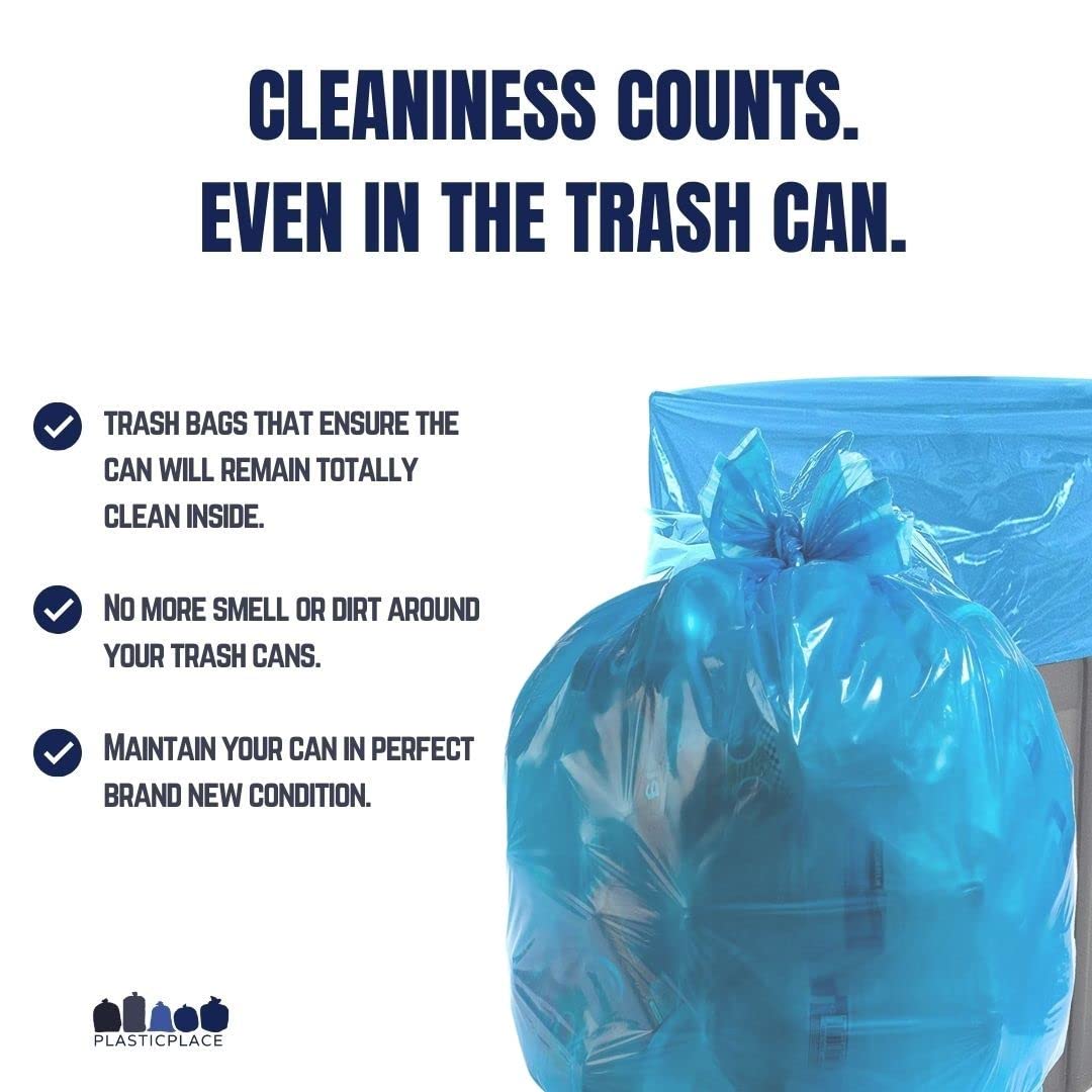 64 Gallon Recycling Trash Bags For Toter │1.5 Mil │ Blue Heavy Duty Garbage Can Liners │ 50” x 60” (50 Count)