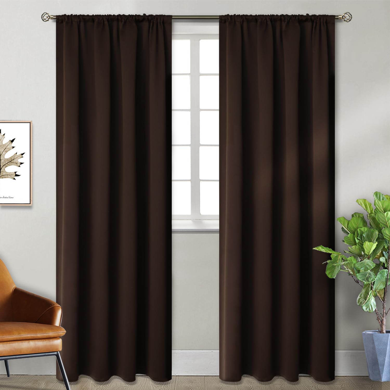 Brown Blackout Curtains for Living Room (2 Count)
